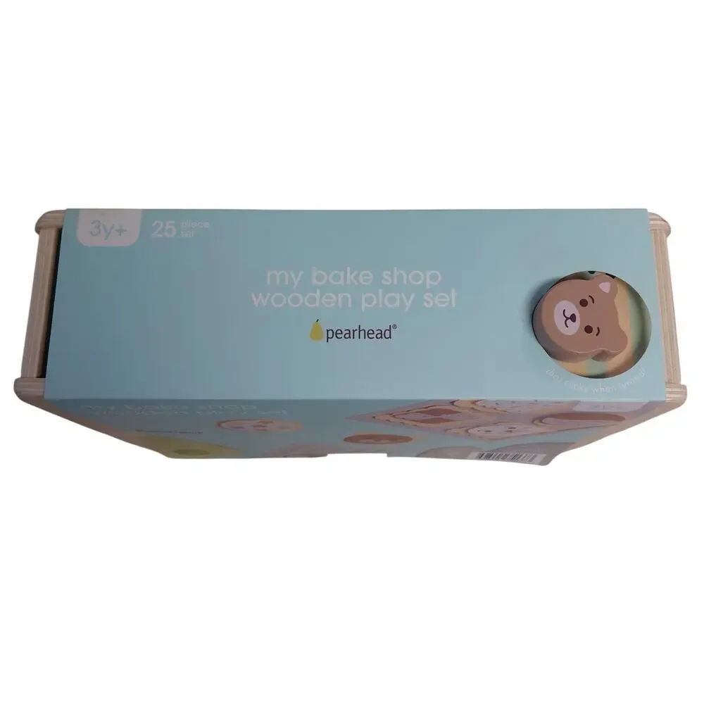 NEW Pearhead Wooden Bakery Montessori Pretend Play Toy Set NIB